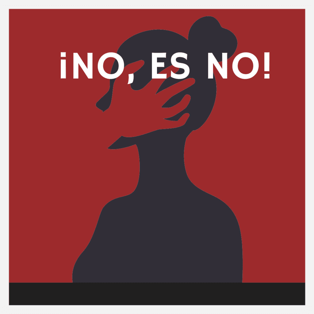 En la imagen se ve una mano que busca agredir a una mujer.