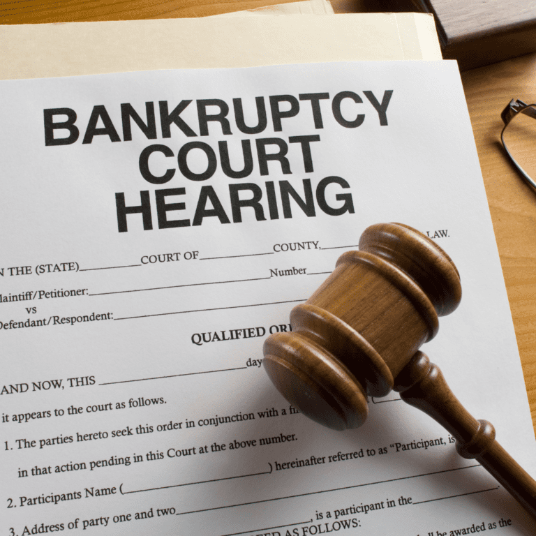 En la imagen se muestra un documento de audiencia para bancarrota