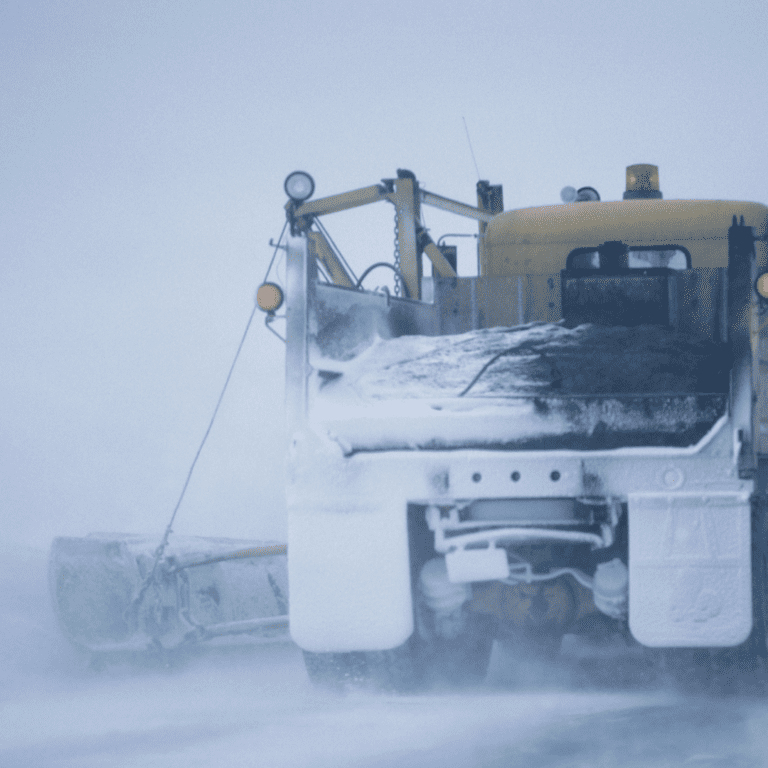 En la imagen se muestra una grúa en la nieve