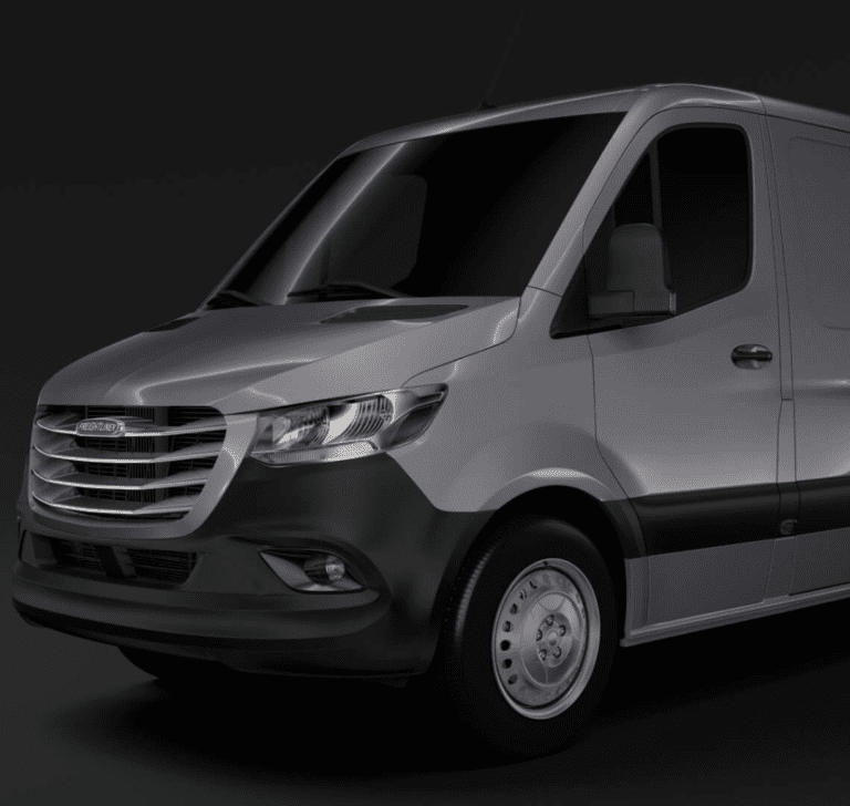 En la imagen se muestra una camioneta Freightliner