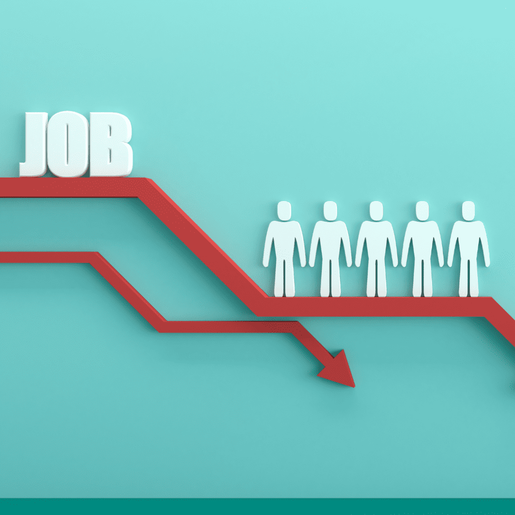 En la imagen se muestra un diagrama gráfico que representa la pérdida de trabajos
