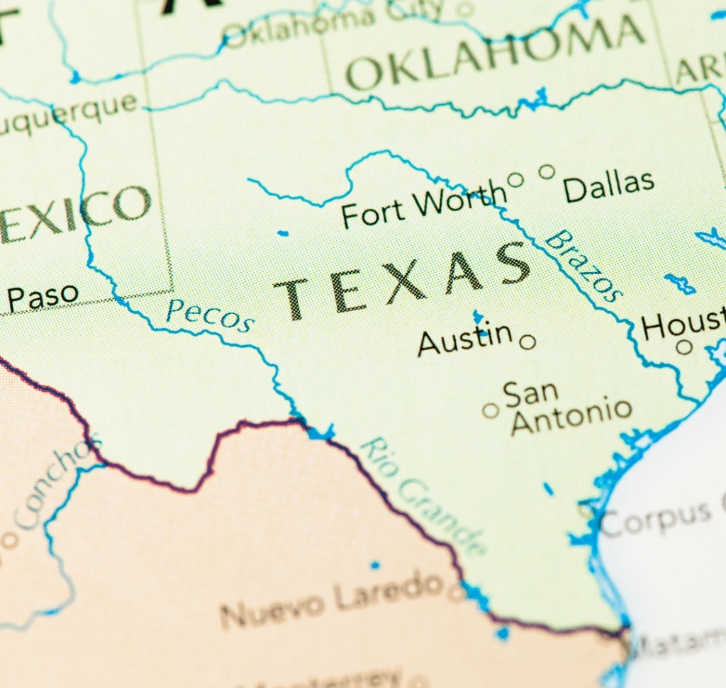 En la imagen se muestra un mapa de la frontera de Texas