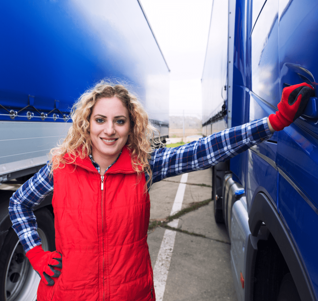 En la imagen se muestra una mujer camionera