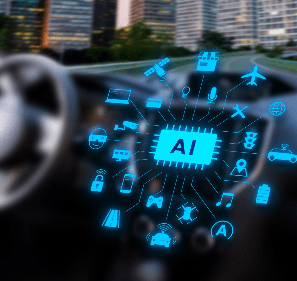 En la imagen se muestra un vehículo con IA