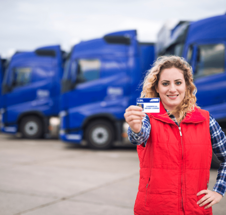 En la imagen se muestra una mujer con una licencia comercial