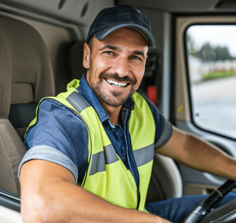 Camionero sintiéndose refrescado