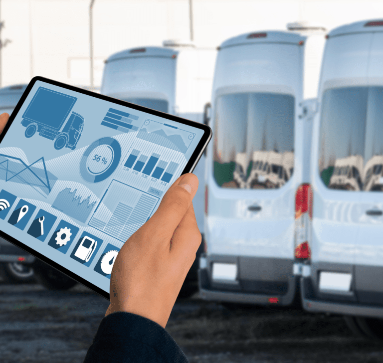 En la imagen se muestra una flota utilizando telemática