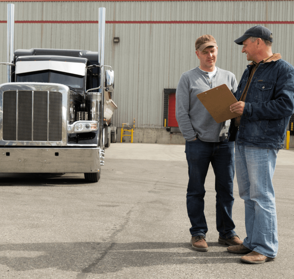 En la imagen se muestran dos camioneros