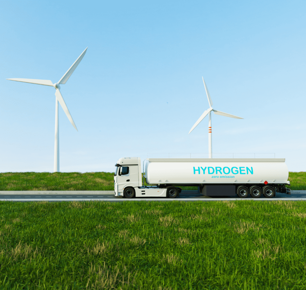En la imagen se muestra un camión de hidrógeno
