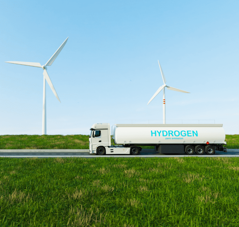 En la imagen se muestra un camión de hidrógeno