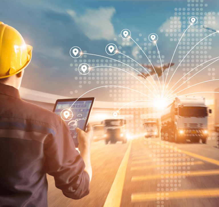 En la imagen se muestra una flota utilizando telemática