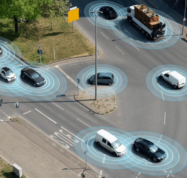 En la imagen se muestra un simulamiento de sistema de autocolisión