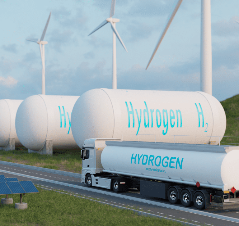 En la imagen se muestra un camión de hidrógeno
