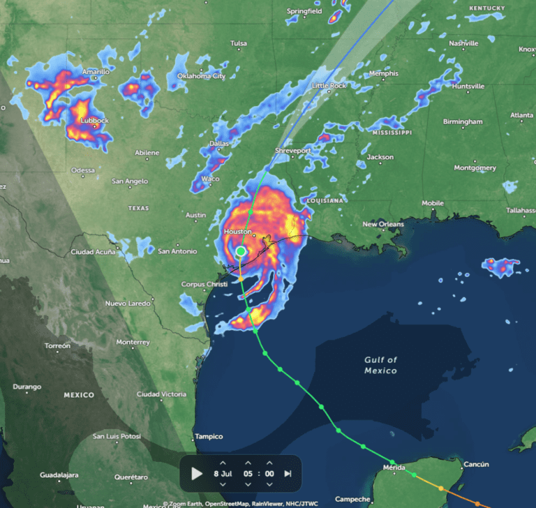 En la imagen se muestra la ola de calor provocada por el huracán Beryl