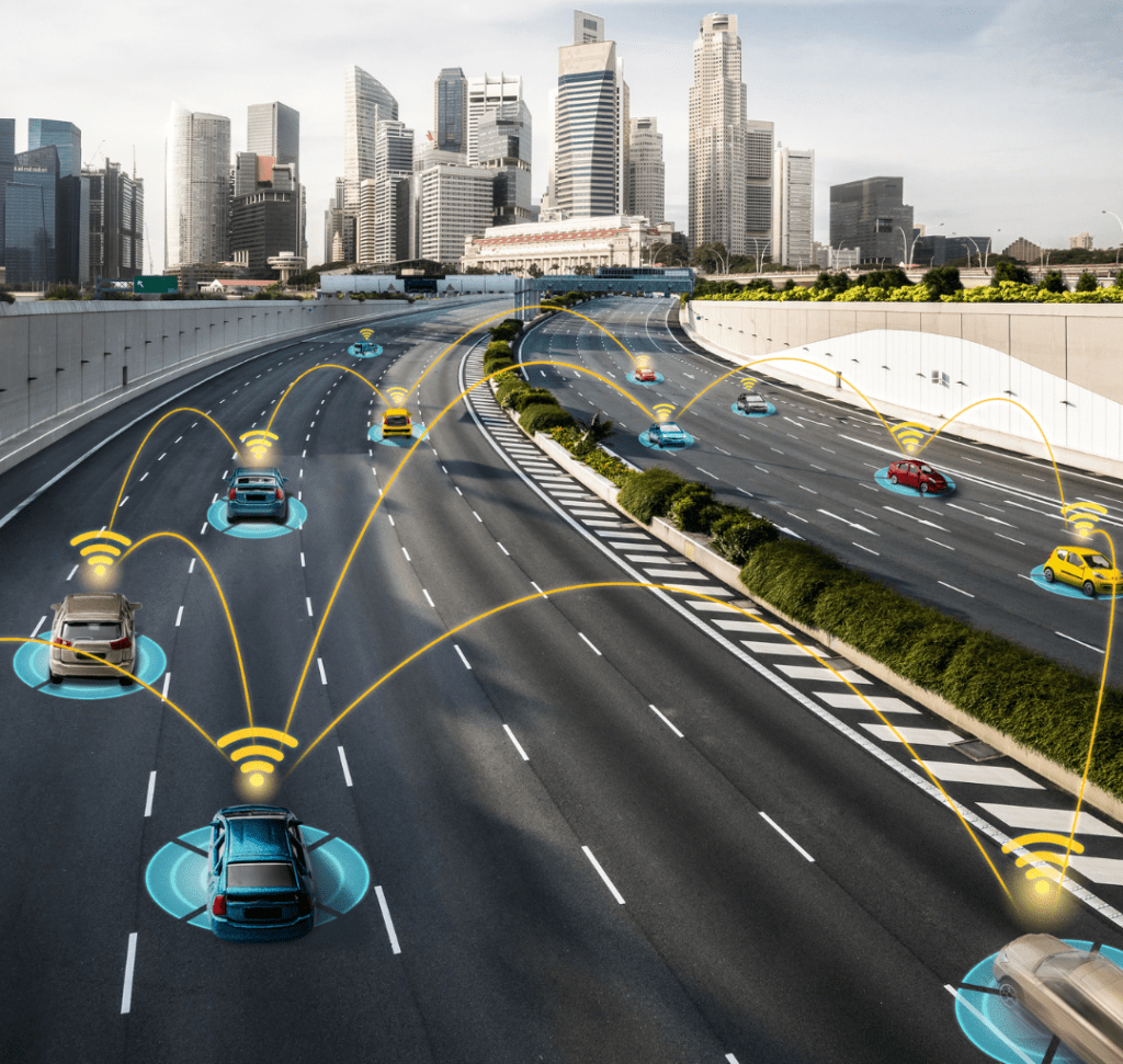 En la imagen se muestran carros con tecnología