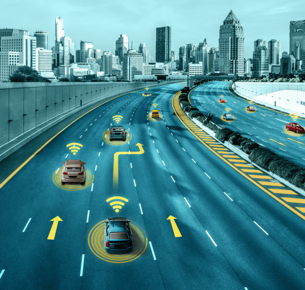 En la imagen se muestran vehículos con sistemas de conducción parcialmente automatizada