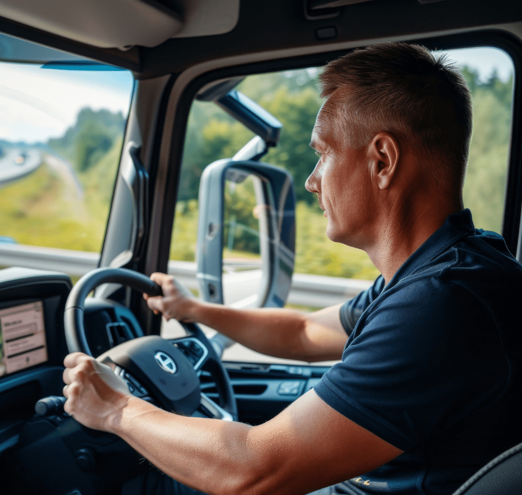 En la imagen se muestra un camionero