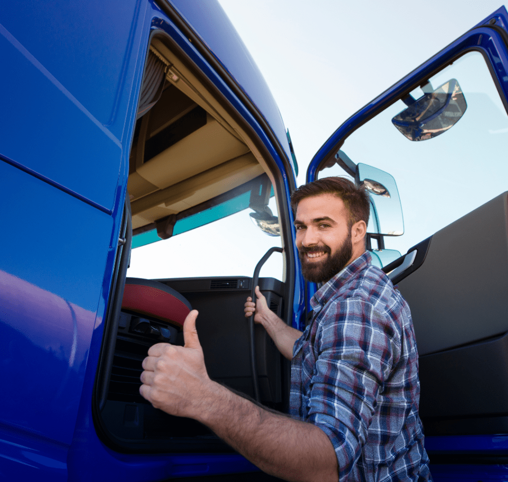 En la imagen se muestra un camionero