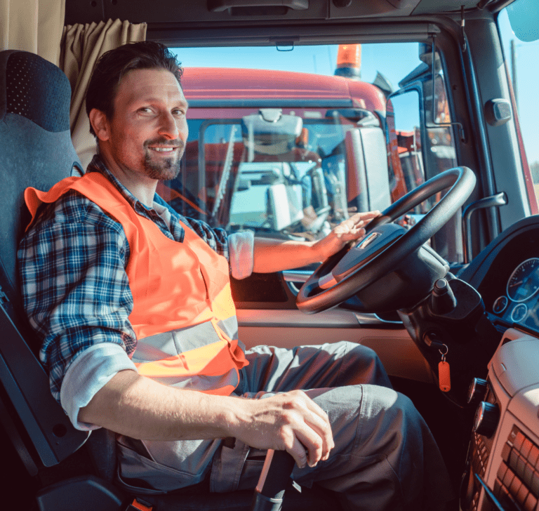 En la imagen se muestra un camionero