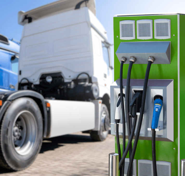 En la imagen se muestra un camión eléctrico
