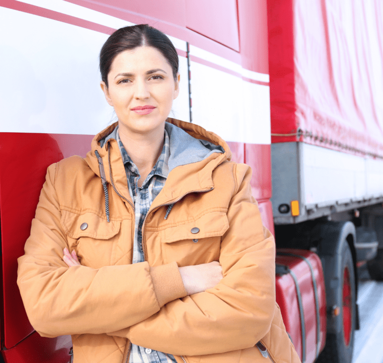 En la imagen se muestra una mujer camionera