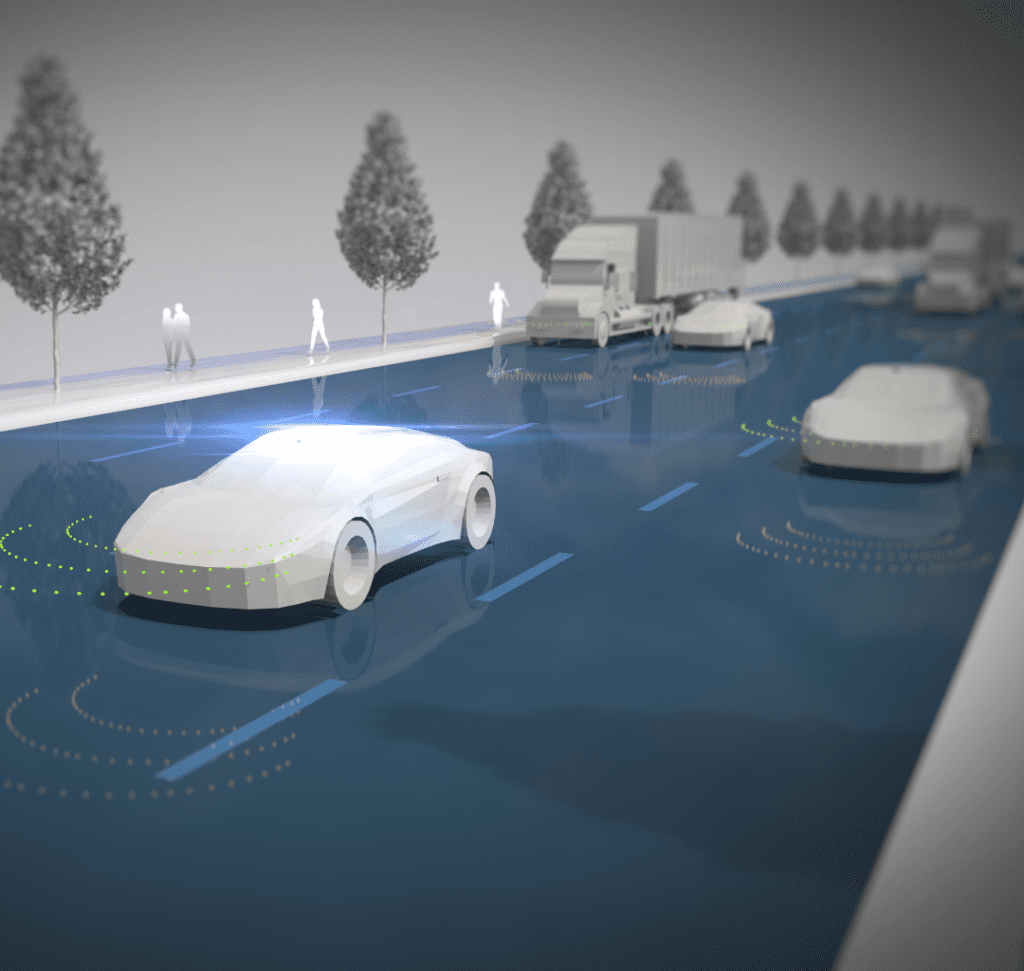 En la imagen se muestran vehiculos autonomos