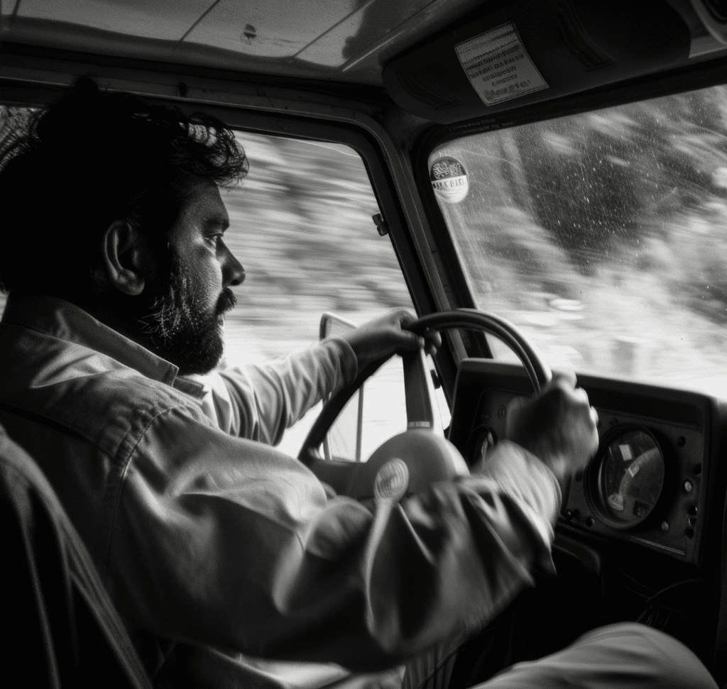 En la imagen se muestra un camionero