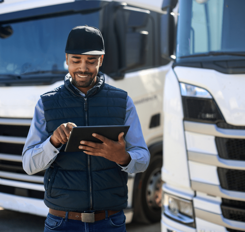 En la imagen se muestra un camionero