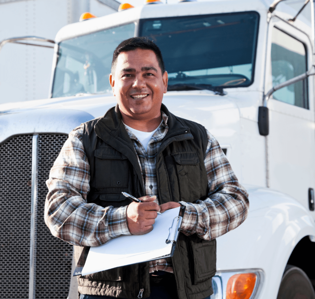 En la imagen se muestra un camionero