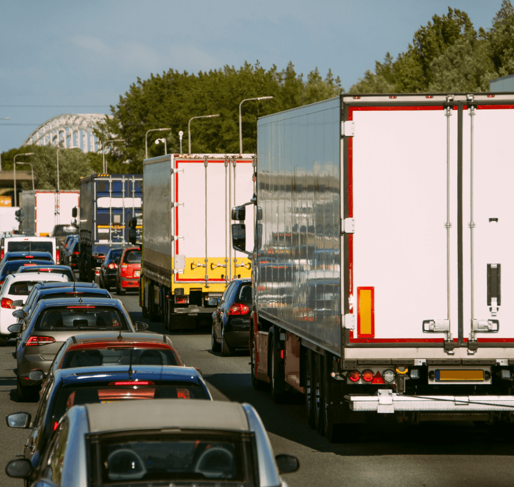 En la image se muestra una congestión de tráfico