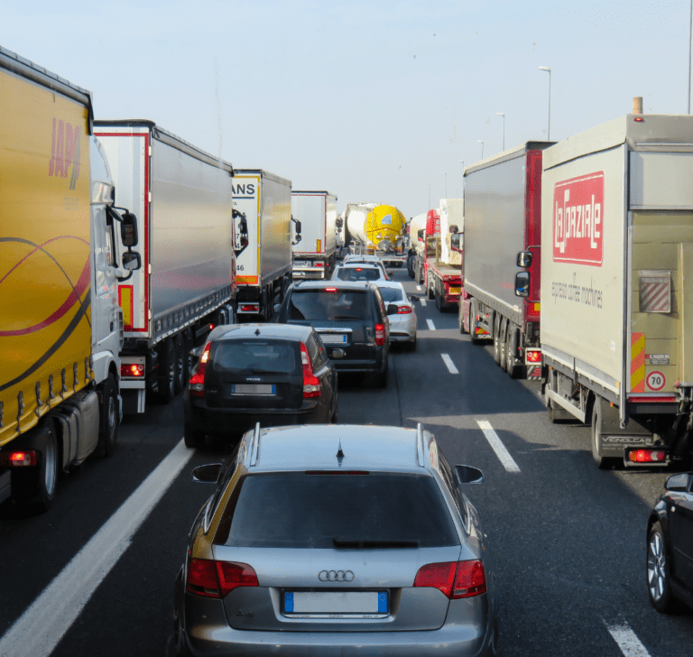 En la image se muestra una congestión de tráfico