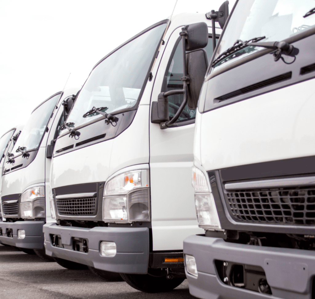 En la imagen se muestran camiones de emisiones cero