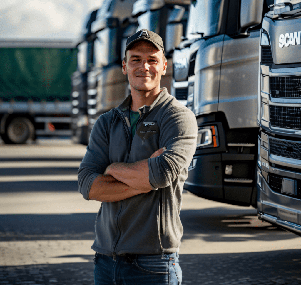 En la imagen se muestra un conductor de camión joven