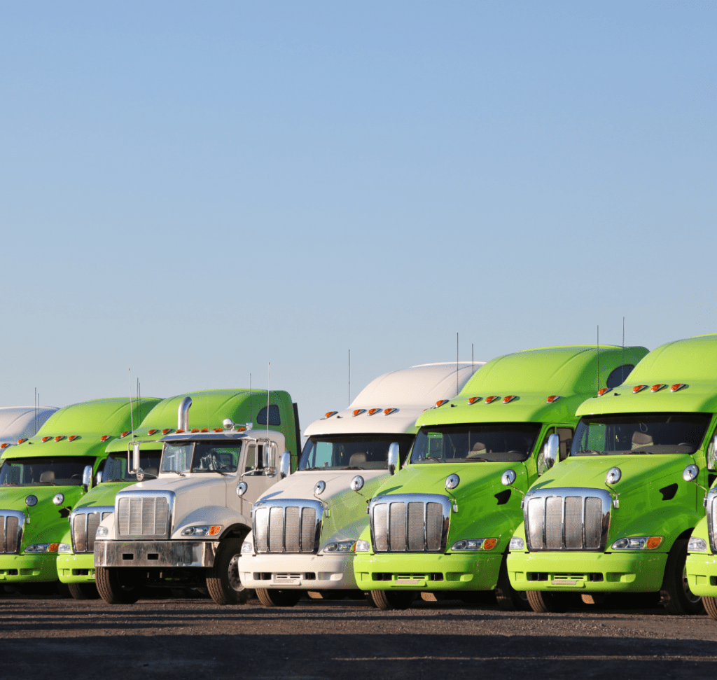 En la imagen se muestra una flota de camiones