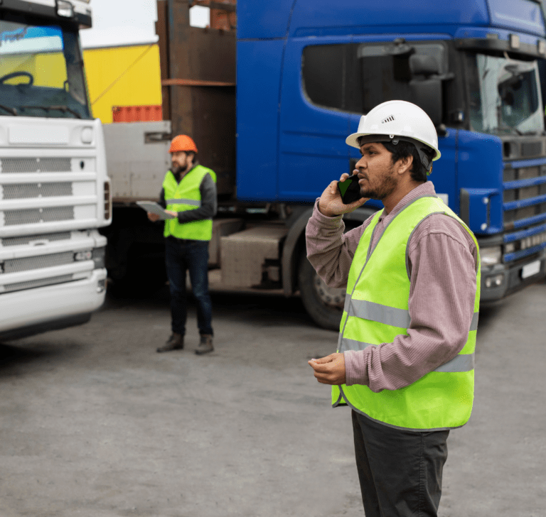 En la imagen se muestra un camionero