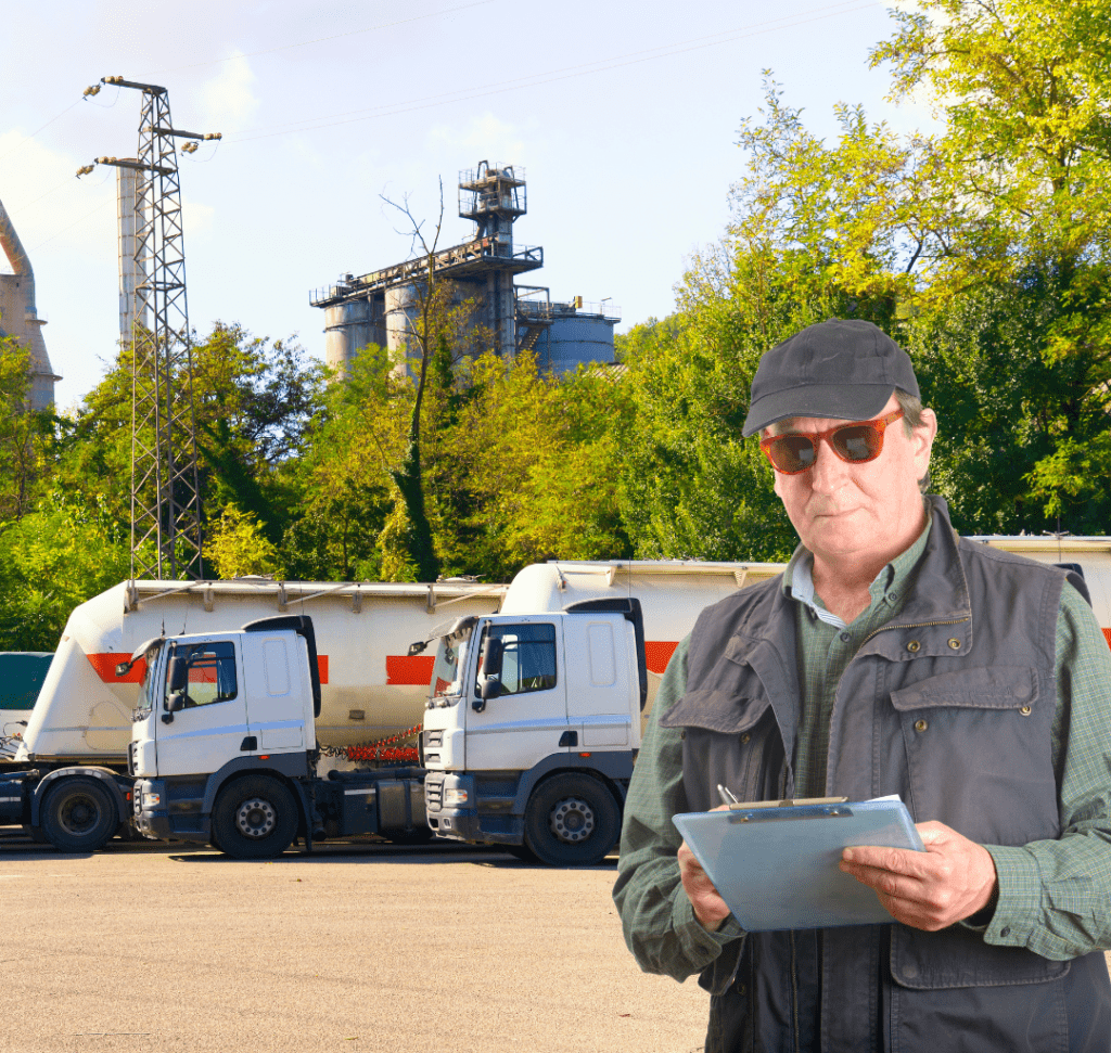 En la imagen se muestra un inspector de camiones