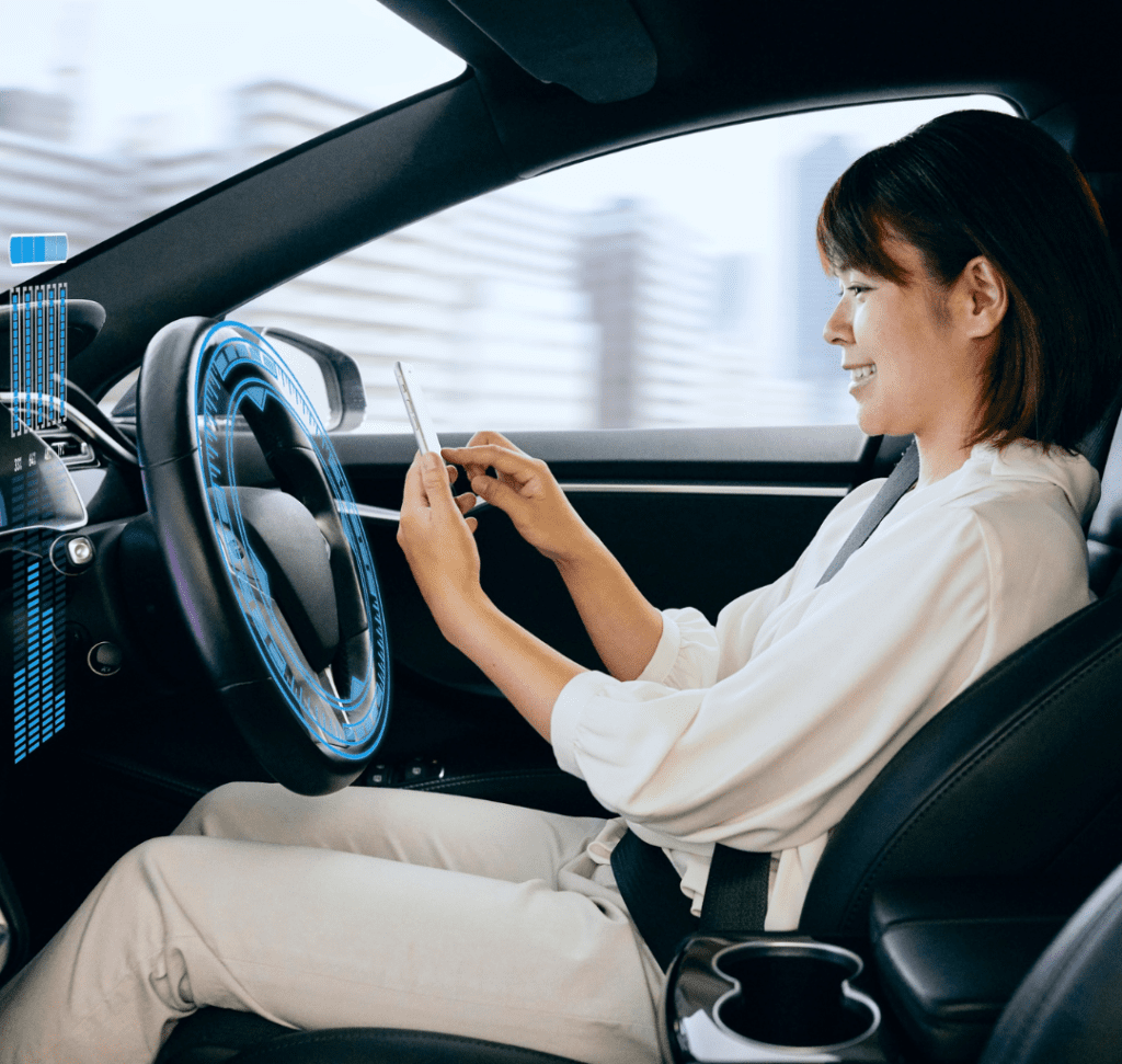 En la imagen se muestra un simulación de vehículos autónomos