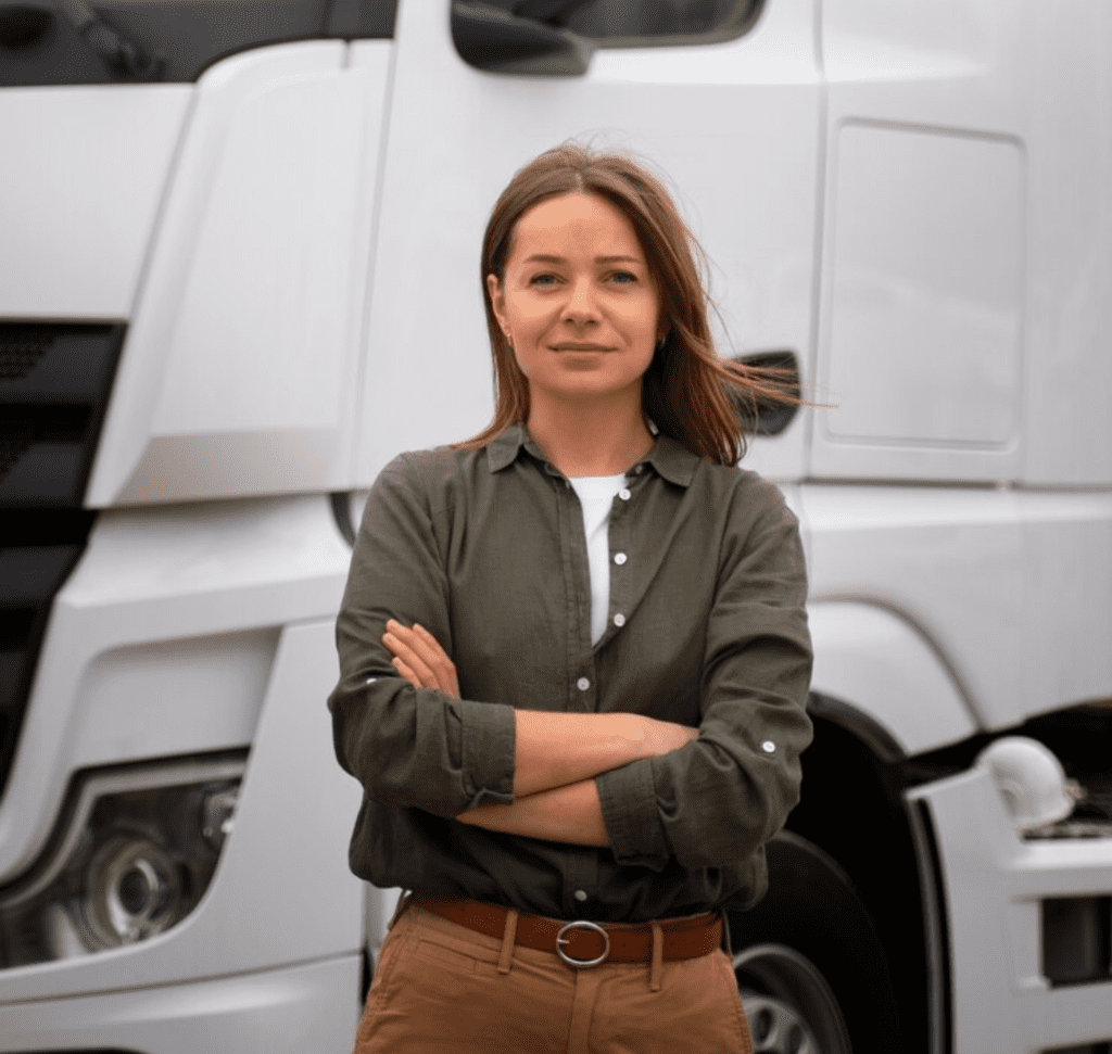 En la imagen se muestra un camionero feliz