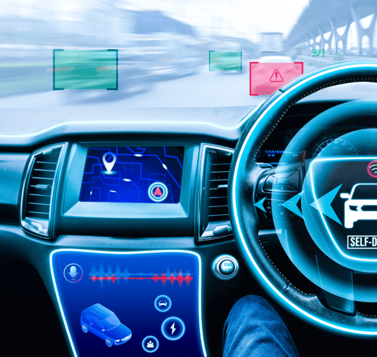 En la imagen se muestra la representación de un vehículo autónomo