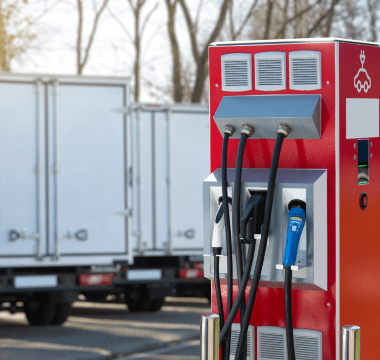 En la imagen se muestra un camión eléctrico