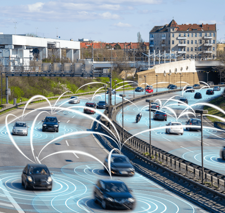 En la imagen se muestran vehículos con IA