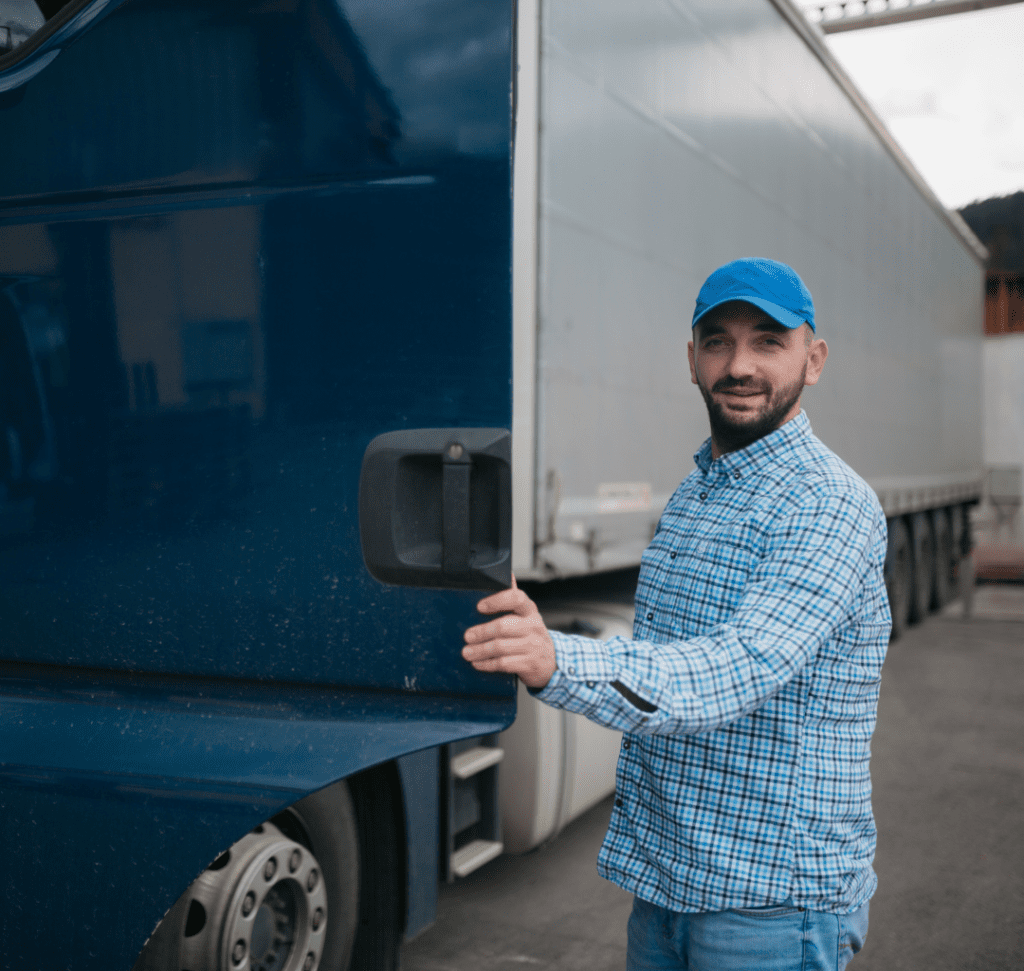 En la imagen se muestra un camionero