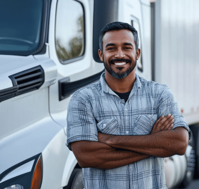 En la imagen se muestra un camionero