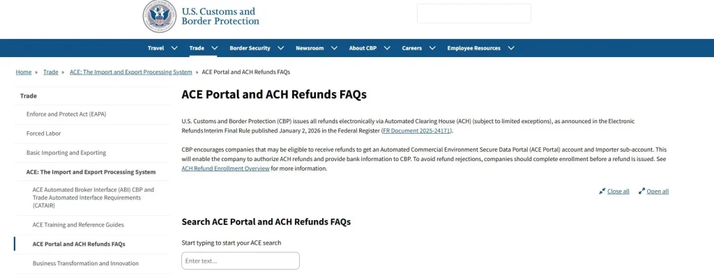 Estados Unidos abre el portal CAPE para solicitudes de devolución de aranceles