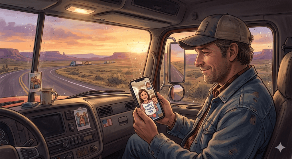 Drawing of truck driver fathers